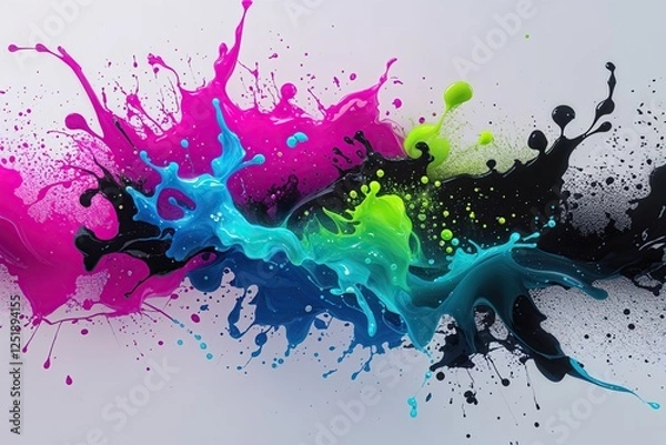 Fototapeta Vibrant Electric Gradient Display Featuring Pulsating Fuchsia Cerulean Lime and Black Texture