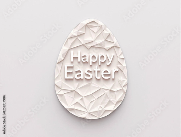Fototapeta Happy Easter Geometric Egg Paper Cut – Modern Art with Text Overlay