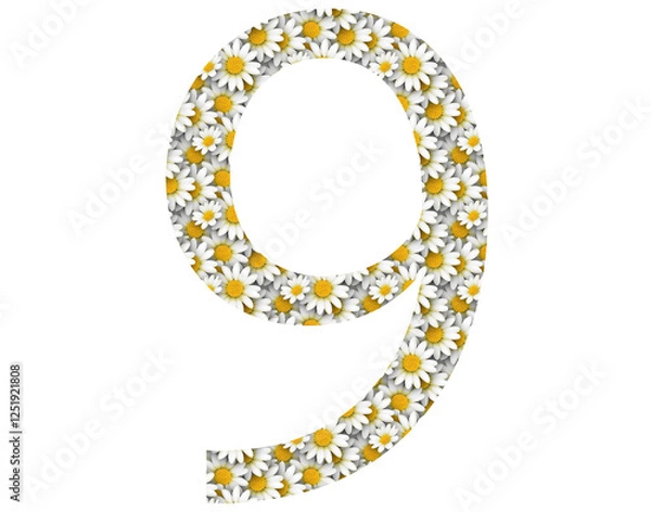 Fototapeta Numbers with a daisy pattern. Can be used for Wedding - Background and Date.