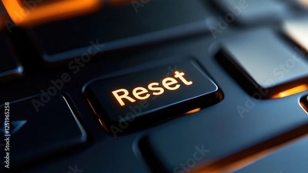 Fototapeta Close-up of glowing "Reset" button on keyboard