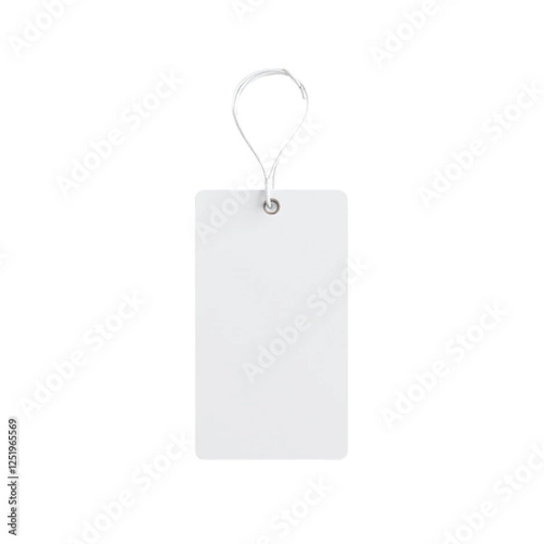 Fototapeta Blank white tag with string, isolated on cut out background.