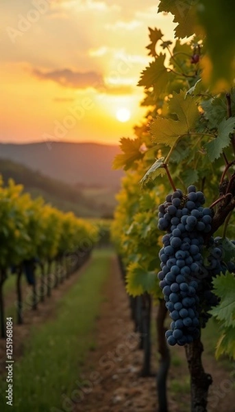 Fototapeta wine vineyard grapes sunset aly tuscany grape vinery fruit vine wine grape agriculture bunch ripe food green leaf nature red harvest autumn blue winery plant grapevine flocked purple fresh tree