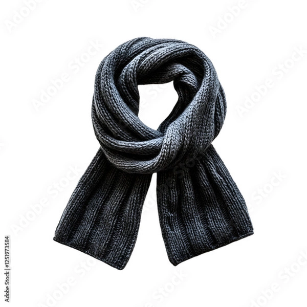 Fototapeta Woolen Scarf in Dark Grey with Simple Knit Design Isolated on Transparent Background