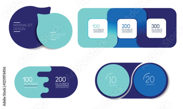 Fototapeta Set of roud cirles schemes, diagrams. One, two, three, four infographic template.