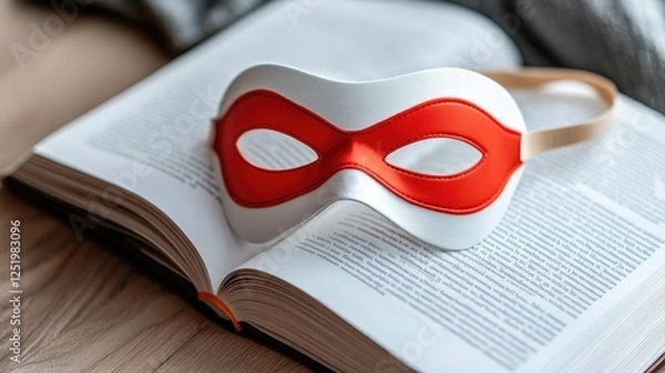 Obraz Red superhero mask on open book pages