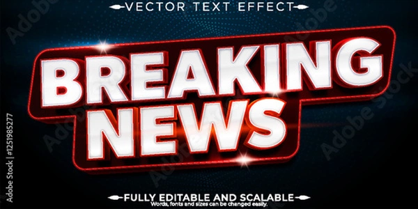 Fototapeta Breaking news editable text effect, editable news and urgent text style
