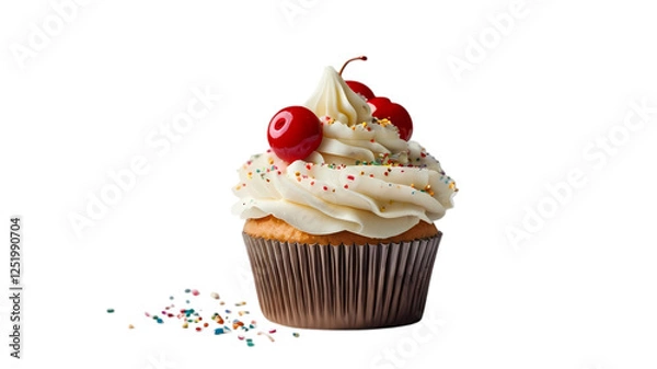 Obraz cupcake with cream and cherry
