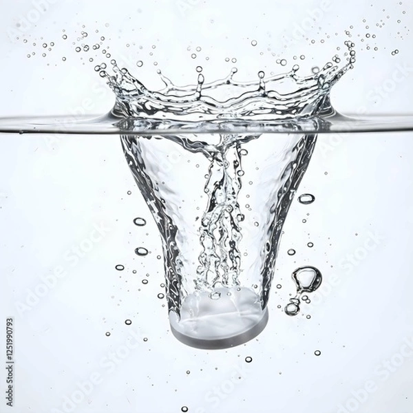 Obraz Sparkling white tablet drops rapidly into the water