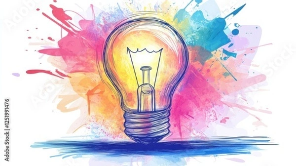 Fototapeta Glowing light bulb symbolizing creativity and innovation. Concept of ideas and inspiration