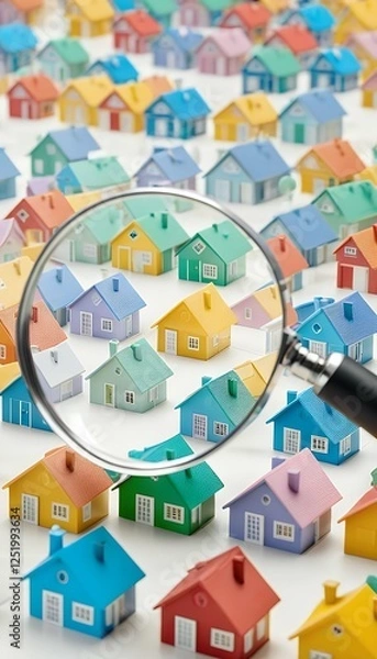 Obraz mini magnifying render model colorful 3d viewed homes searching being illustration glass house magnifying glasses home house real estate magnifying glass home neighbourhood realtor home buying model