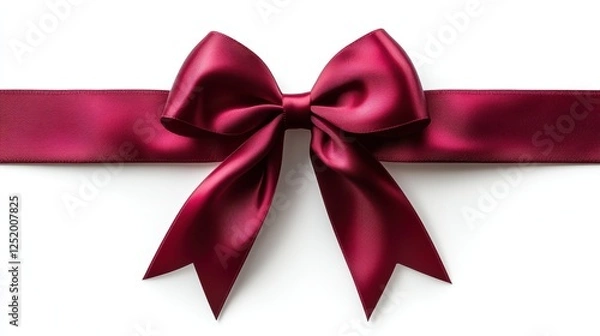 Fototapeta A deep red ribbon with a bow, perfect for gift wrapping or decoration.