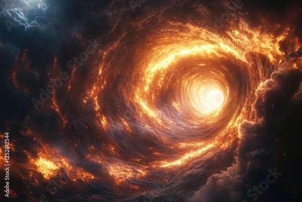 Fototapeta A swirling cosmic vortex of fiery colors and ethereal clouds.
