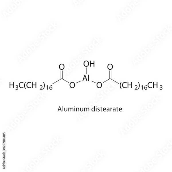 Fototapeta Aluminum distearate skeletal structure.Metal soap compound schematic illustration. Simple diagram, chemical structure.