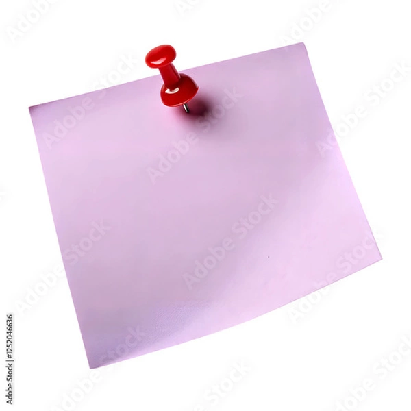 Fototapeta Light Purple Sticky Note with Pushpin Transparent Background