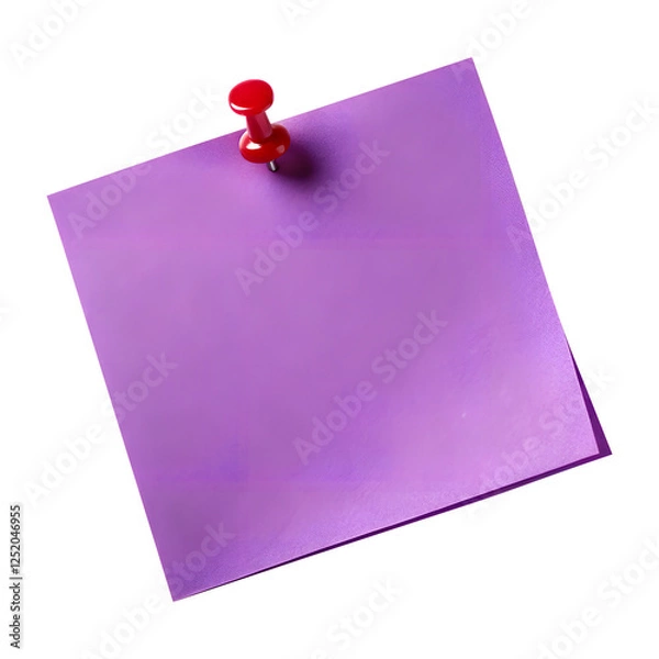 Obraz Purple Sticky Note with Pushpin Transparent Background