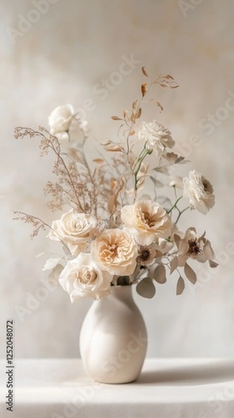 Fototapeta Elegant floral arrangement in a soft color palette on a neutral background