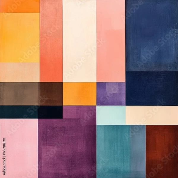 Fototapeta Colorful geometric design showcasing various bold hues and textures in an abstract composition