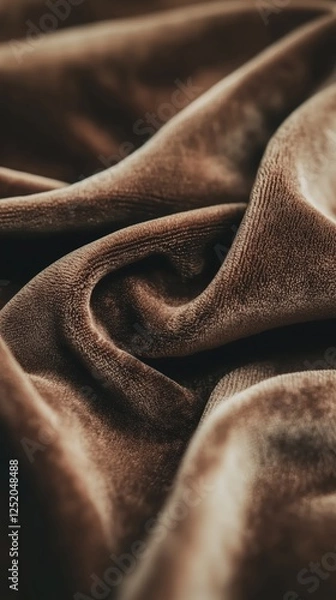 Fototapeta Richly textured brown fabric draping elegantly across a surface in soft natural light