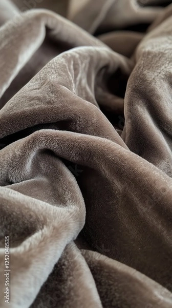Fototapeta Soft and cozy gray fabric draped and folded on a soft surface