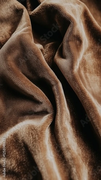 Fototapeta Soft brown fabric draped elegantly to showcase texture and color nuances