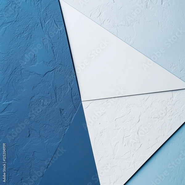 Fototapeta Geometric abstract wall featuring blue and white colors in modern design layout