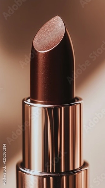 Fototapeta Elegant brown lipstick in a sleek metallic casing with soft lighting