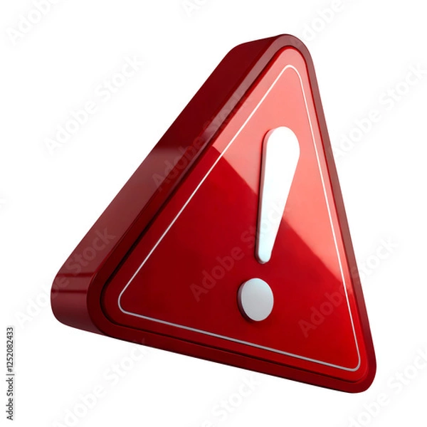 Obraz Red Warning Triangle with Exclamation Mark – Transparent Background
