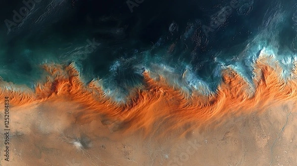 Obraz Aerial view of desert landscape, vibrant colors, earth textures, possible use for nature photography