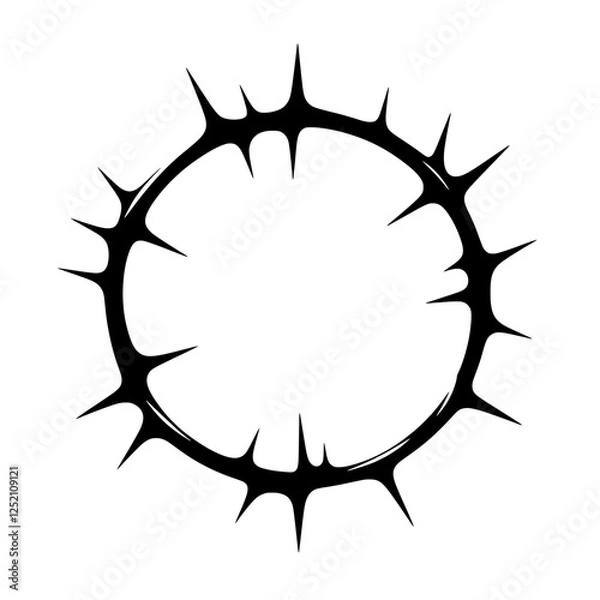Fototapeta Crown of Thorns: A simple yet powerful black and white illustration of the iconic crown of thorns, symbolizing sacrifice, suffering, and redemption.