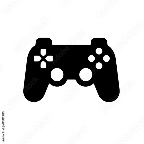 Fototapeta Game On: A bold and iconic black silhouette of a gaming controller, ready to take on the next challenge. This simple yet powerful image is perfect for representing gaming, entertainment.