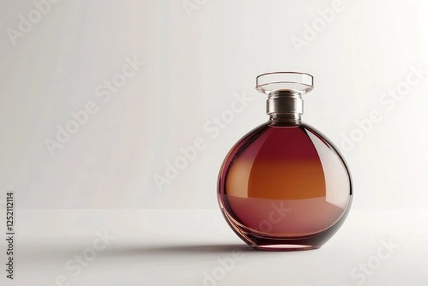 Fototapeta Elegant perfume bottle on plain white background. Artificial Intelligence