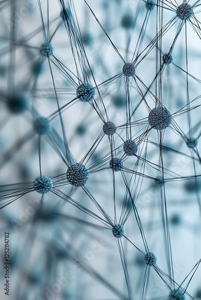 Fototapeta Embossed mesh representing internet connections, cloud computing, and neural networks