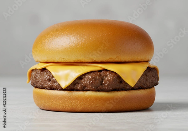 Fototapeta Smash Burger Clássico com Pão Macio e Queijo Derretido sobre Fundo Cinza