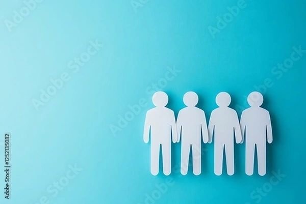 Obraz Blue Background Teamwork Unity Silhouettes