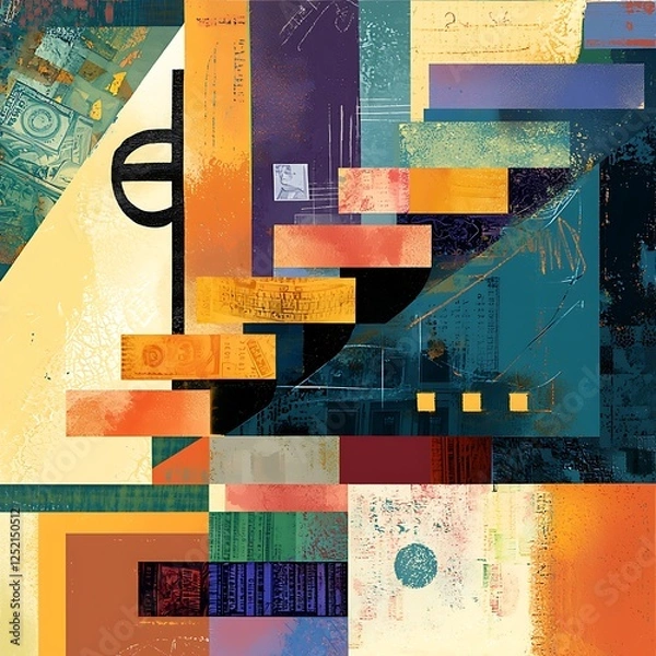 Fototapeta Abstract art a financial ladder, with steps representing savings, investments, and success.