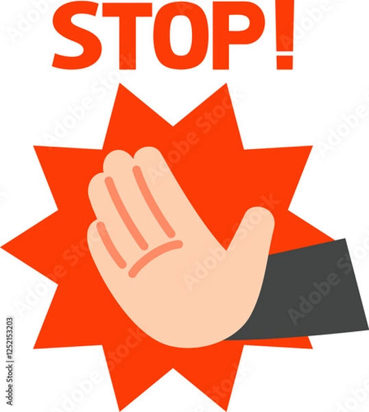 Obraz 制止する手のマークとSTOPの文字