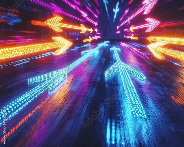 Fototapeta Dynamic glowing arrows interlinked to represent strategic business plans