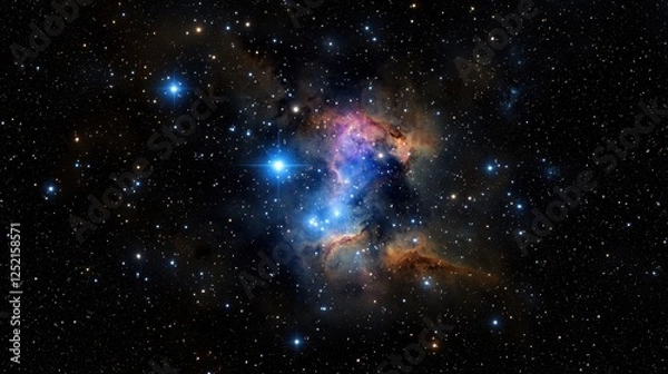 Fototapeta Colorful nebula in deep space with stars and cosmic dust in the constellation of orion captured in high resolution