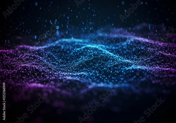 Fototapeta Visualização de Rede Neural e Big Data em IA background