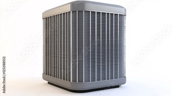 Fototapeta An HVAC unit is isolated against a white background, serving as a condenser for home air conditioning systems.