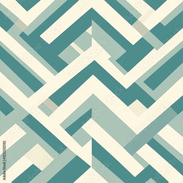 Fototapeta Geometric Abstract Pattern with Zigzag Shape and Soft Color Palette