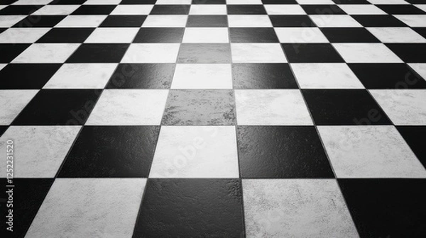 Fototapeta Checkered Floor Surface with a Geometric, Graphic Appeal