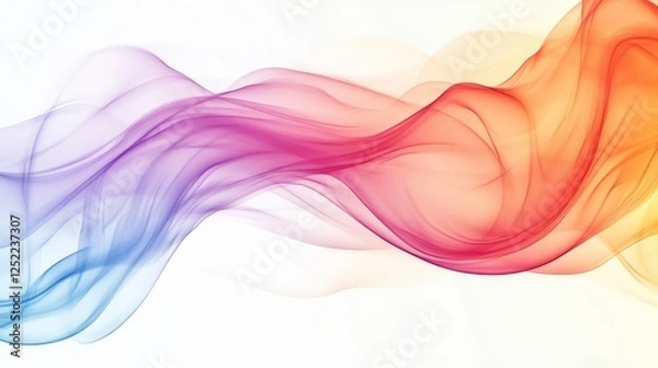 Fototapeta Colorful abstract waves in motion on a white background, creative art concept