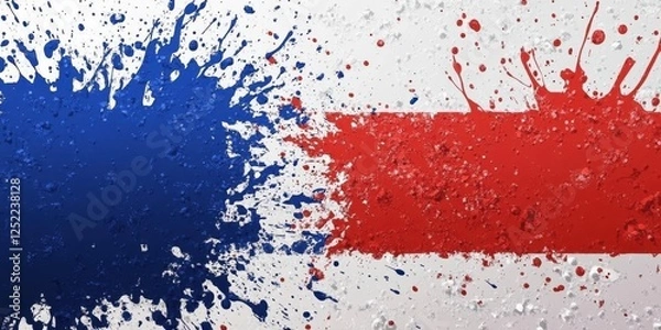Fototapeta Abstract Blue and Red Splashes on White Background: A Bold Artistic Expression