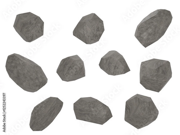 Obraz リアルな灰色の岩石の3Dイラスト