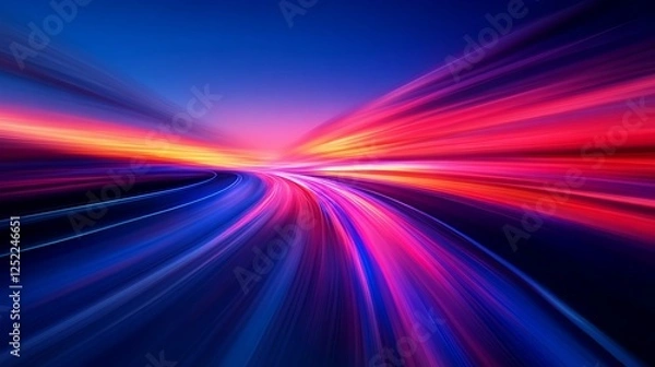 Fototapeta Abstract motion blur with vibrant neon lights, futuristic speed concept