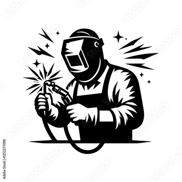 Obraz silhouette of argon welder man