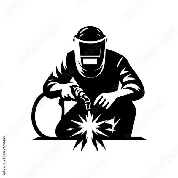 Obraz silhouette of argon welder man