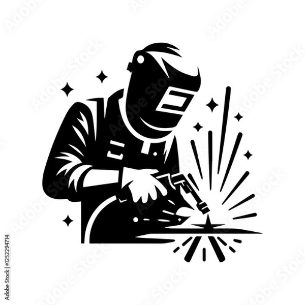Obraz silhouette of argon welder man