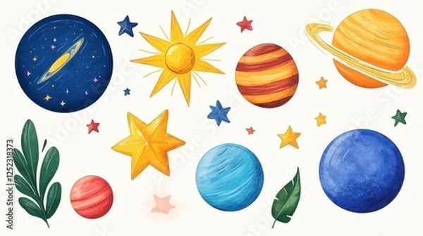 Obraz Colorful Space Elements Art